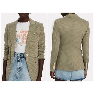 $595 Veronica Beard Zeo Geo Green/Brown Plaid Single Breasted Jacket Blazer sz 4